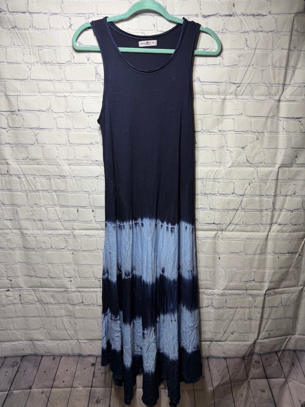 Natural Life Womens Sleeveless Scoop Neck Tie Dye Maxi Dress Blue Sz M